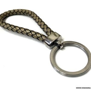 Porte clé homme cuir luxe acier inoxydable argent