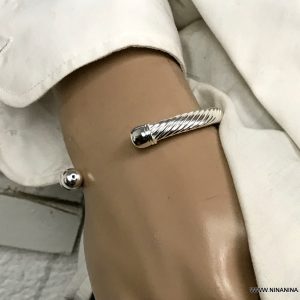 Bracelet jonc epais homme argent plaqué ouvert