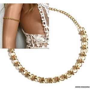 Bracelet de bras or plaqué femme maille fantaisie