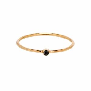 Bague zircon noir femme argent 925 plaqué or 14 carats