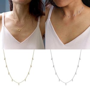 Collier zirconium argent 925 femme ras de cou