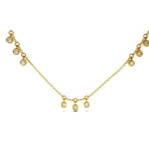 Collier oxyde de zirconium blanc argent 925 plaqué or