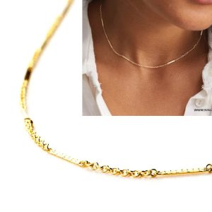 Chaine plaqué or femme maille fantaisie gravée