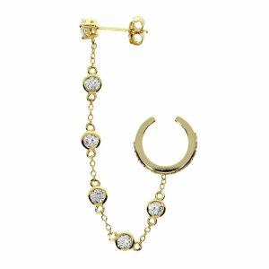 Bijou d&rsquo;oreille or plaqué sur argent 925 zirconium