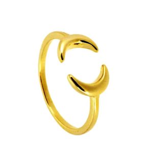 Bague lune or plaqué sur argent femme réglable – ajustable