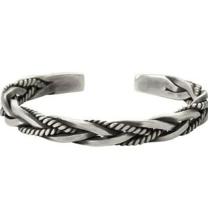 Bracelet homme tressé argent plaqué – jonc ouvert