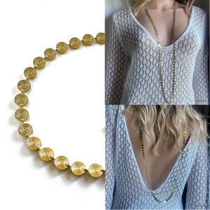 Chaine sautoir or femme – collier long pastille dorée