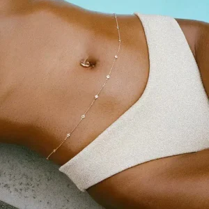 Chaine de taille en argent rhodié et oxyde de zirconium blanc