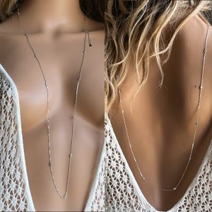 Chaine sautoir argent – collier long oxyde de zirconium blanc