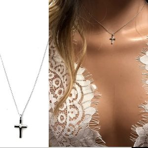 Chaine croix femme argent 925 avec oxyde de zirconium