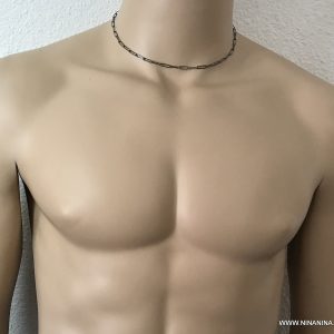 Collier maille trombone noir ras de cou – Chaine homme