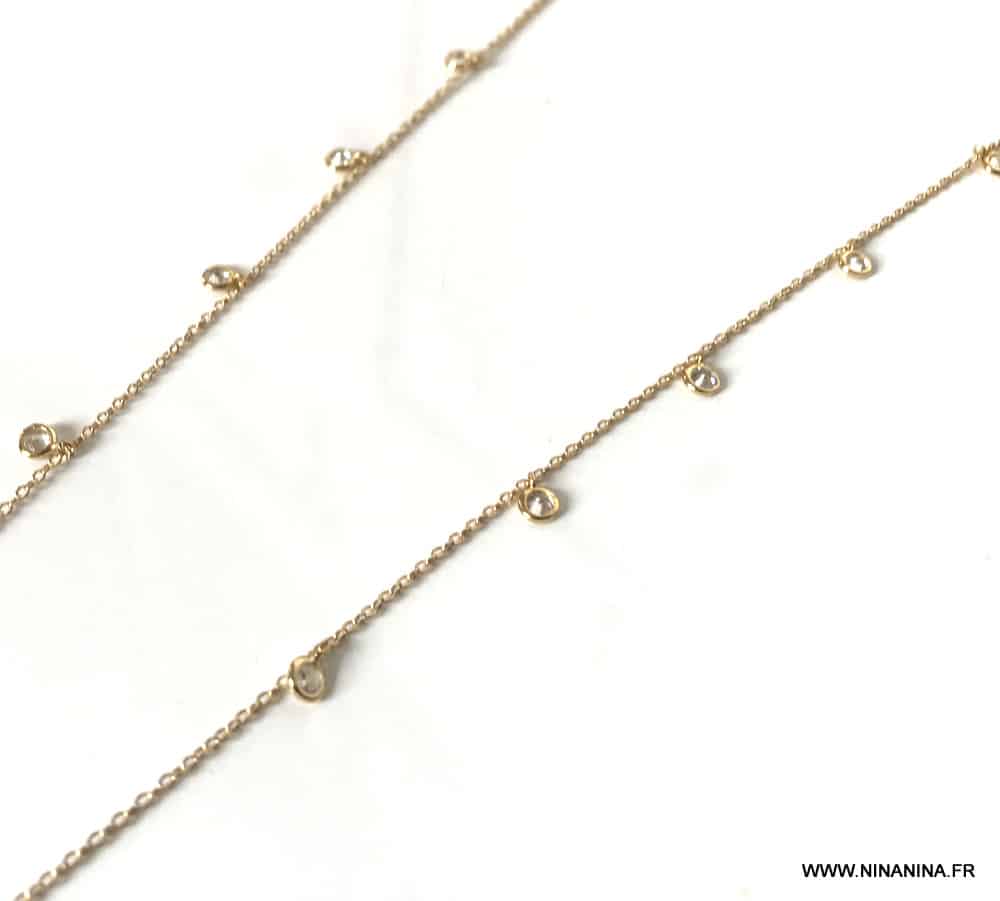 Collier calcedoine bleue et zirconium femme argent plaquĆ© or ā Image 3