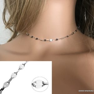 Chaîne ras de cou Argent 925 femme maille fantaisie