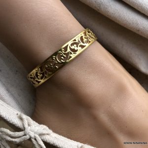 Manchette cheville femme laiton doré – Bracelet de pied large