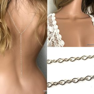 Chaine de dos mariage argent femme – collier cravate mariée