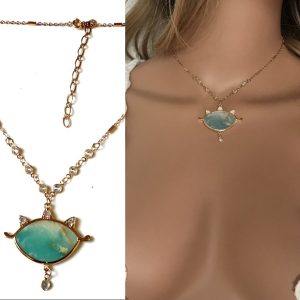 Ras de cou mauvais oeil – Collier protecteur Amazonite