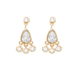 Boucle d’Oreille Mono Argent Plaqué Or Et Zirconium