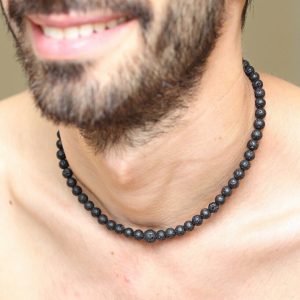 Collier pierre de lave volcanique homme ou femme