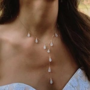 Collier en Y Swarovski cravate femme goutte cristal