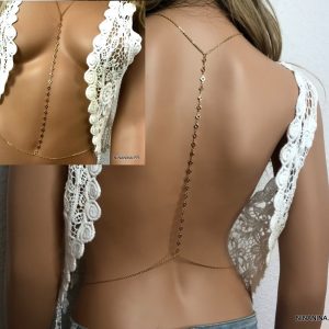 Harnais chaine femme acier doré – Bijou de corps or