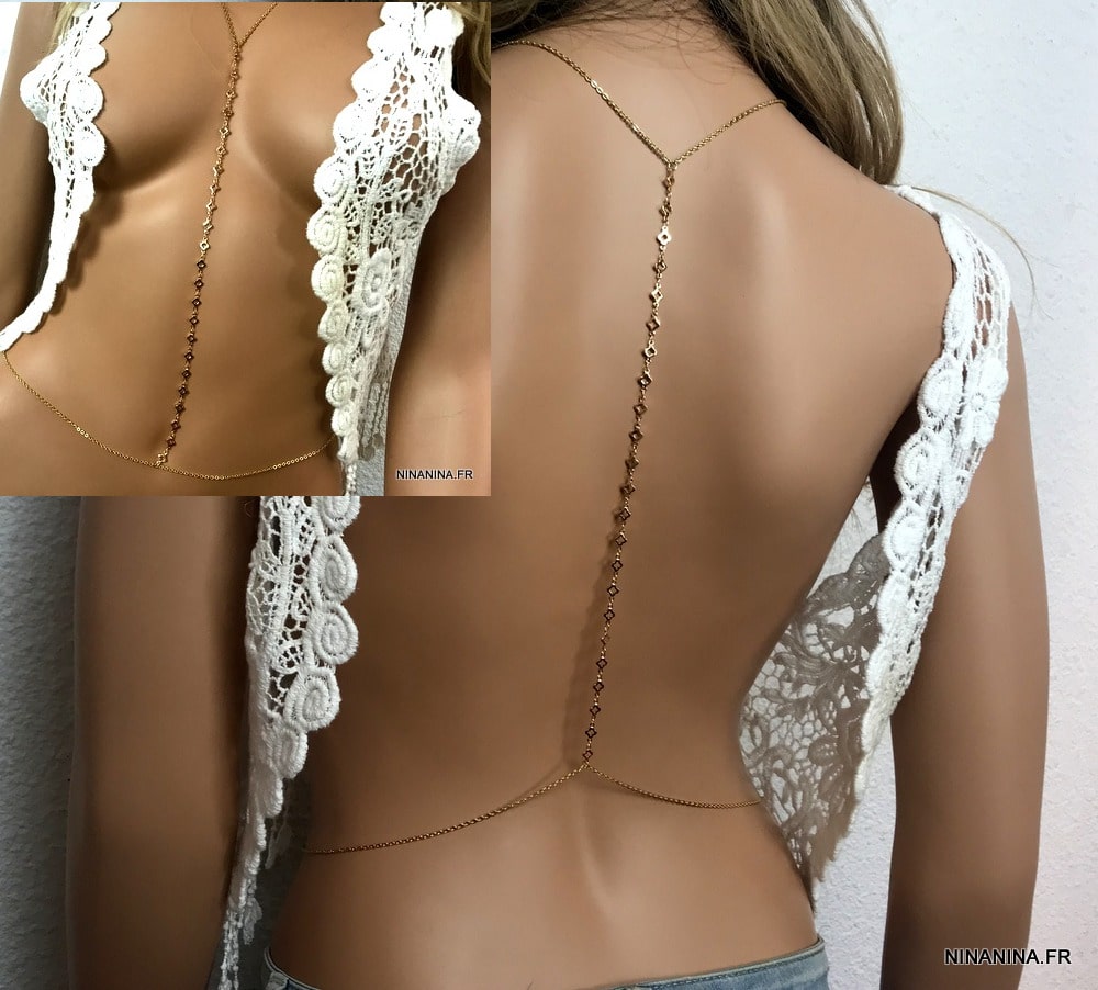 Harnais chaine femme acier dorĂ© – Bijou de corps or