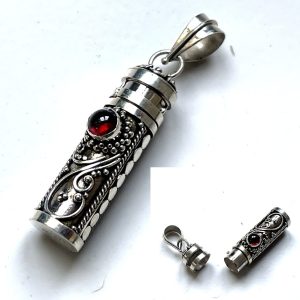 Bijou urne funeraire Pendentif Argent 925 Grenat rouge