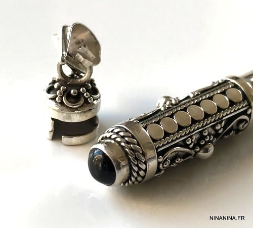 Collier cendre funeraire artisanal avec pendentif Argent 925 Et Onyx noir véritable – Image 5