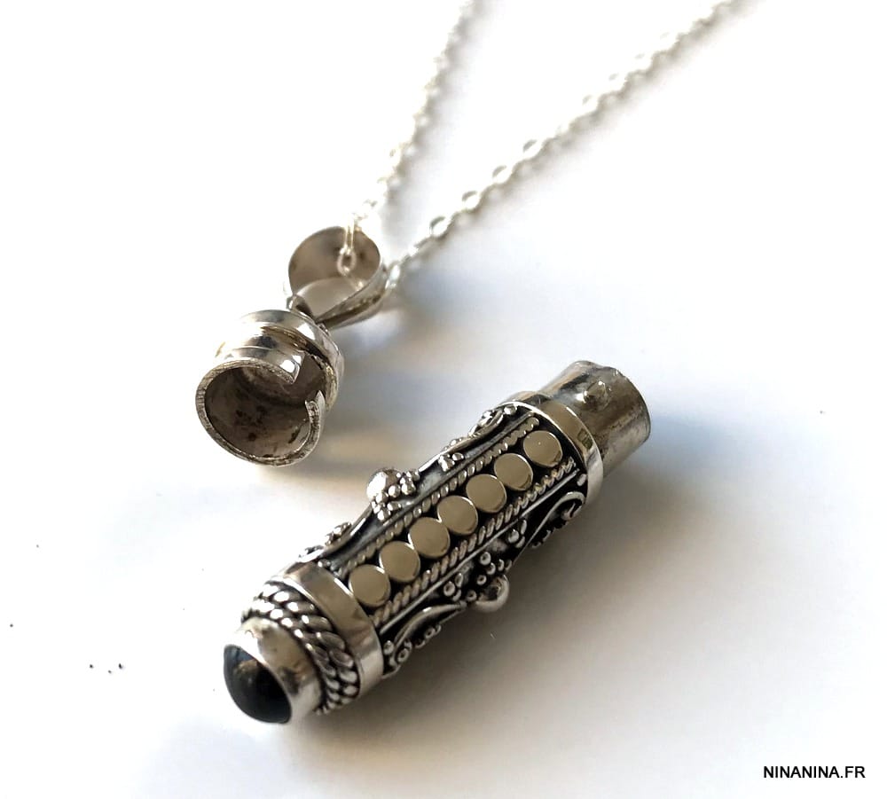 Collier cendre funeraire artisanal avec pendentif Argent 925 Et Onyx noir véritable – Image 3