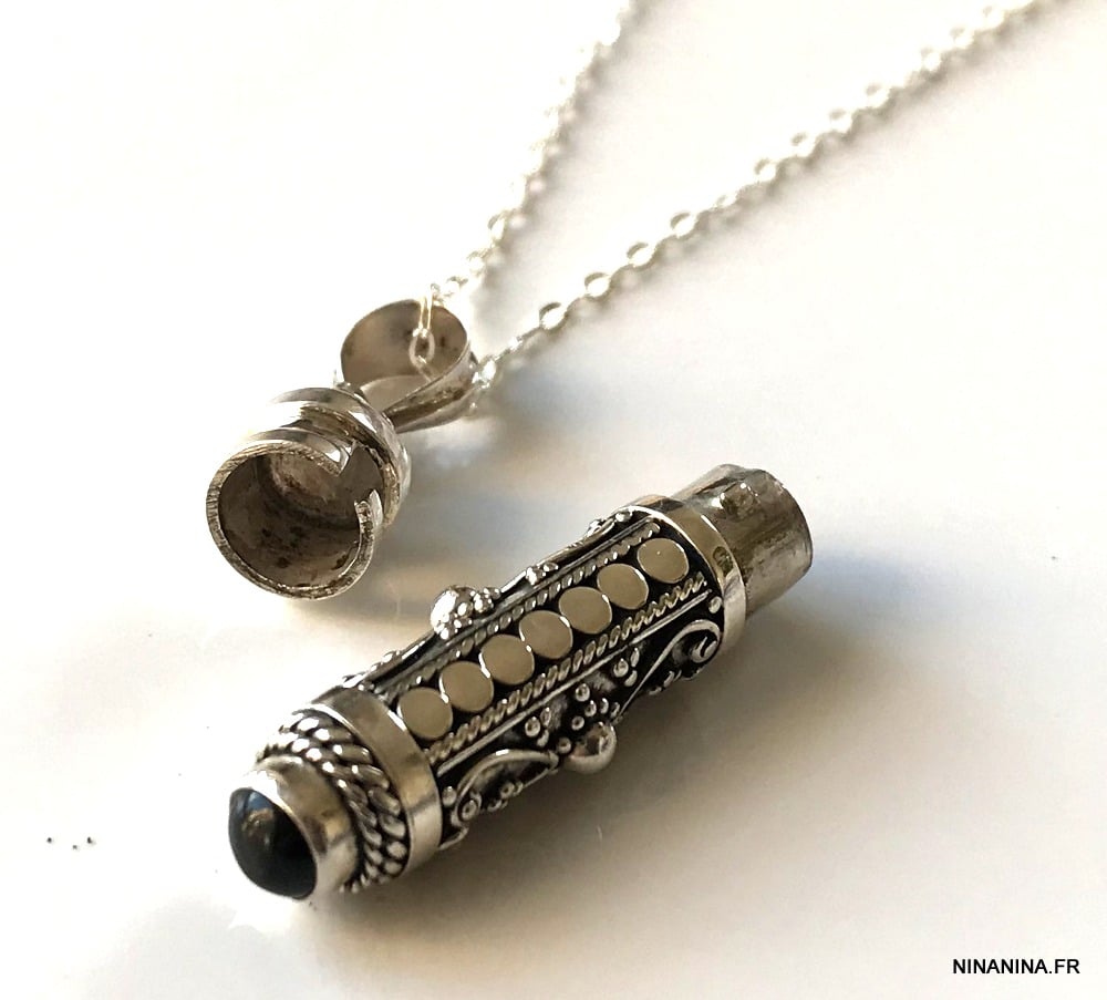 Collier cendre funeraire artisanal avec pendentif Argent 925 Et Onyx noir véritable – Image 9