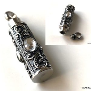 Pendentif Fiole vide Acier inoxydable argenté pour parfum