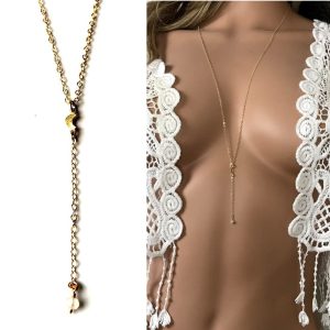 Collier Cravate Or jaune Plaqué femme pierre de lune