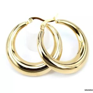 Créoles dorées acier inoxydable rondes bombées