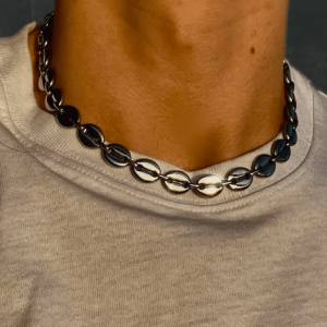 Collier grain de café homme – Chaine Acier inoxydable noir gros maillons