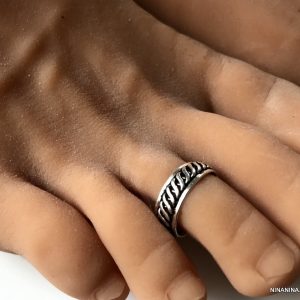 Bague de pied pour homme plaqué argent réglable