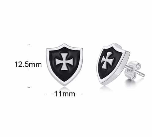 Boucle d’oreille croix de malte Acier inoxydable noir – Image 7