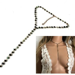 Collier en emeraude veritable forme cravate pour femme