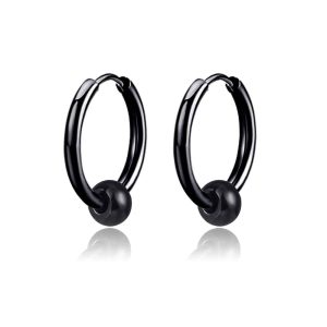 Boucle d&rsquo;oreille noire homme anneau Acier Inoxydable