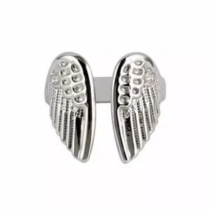 Bague aile d&rsquo;ange Acier inoxydable argent ajustable