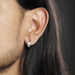 Creole pour homme Acier Inoxydable argenté large