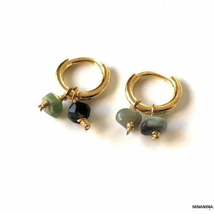 Creole Emeraude verte véritable Argent 925 plaqué or