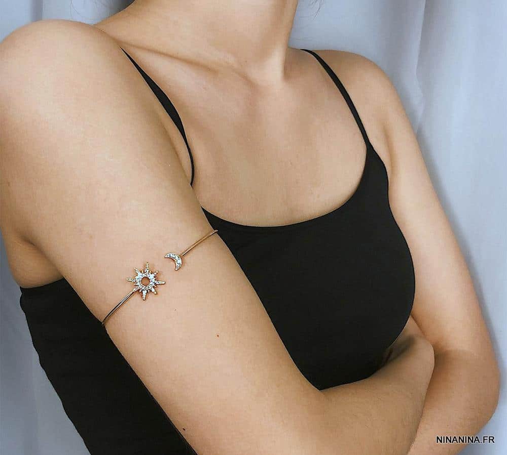 Arm Bracelet de bras ou biceps lune et soleil doré – Image 7