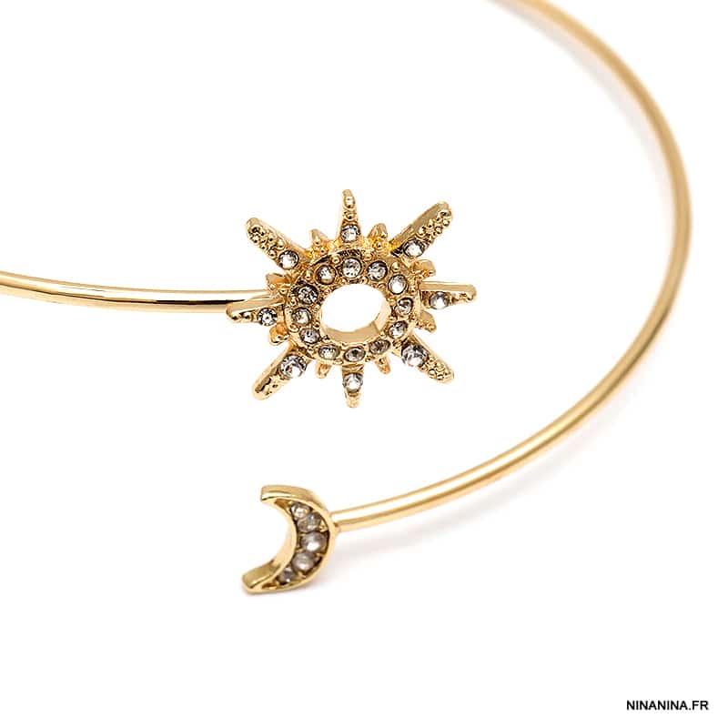 Arm Bracelet de bras ou biceps lune et soleil doré – Image 8