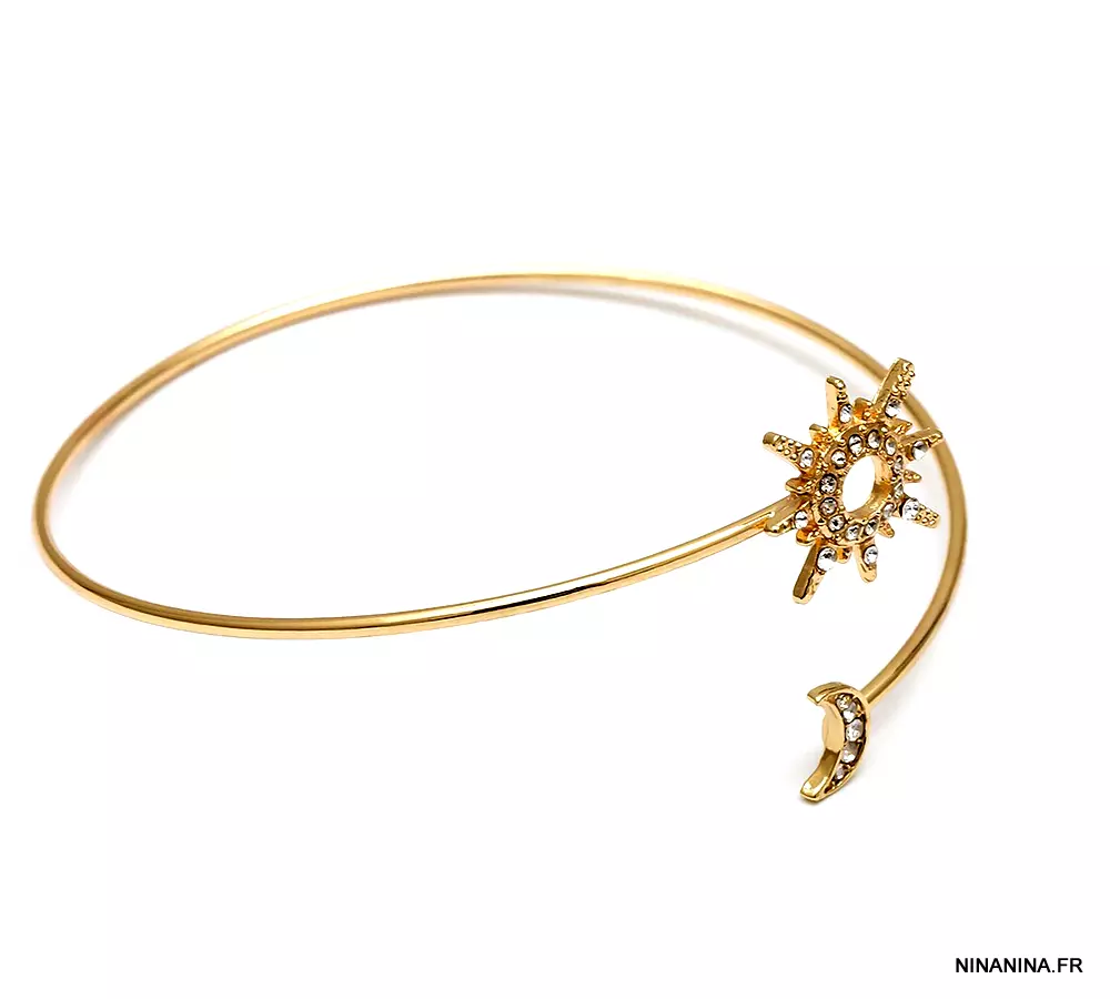 Arm Bracelet de bras ou biceps lune et soleil doré – Image 4