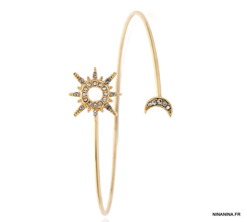 Arm Bracelet de bras ou biceps lune et soleil doré – Image 5