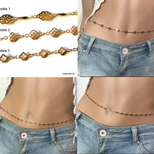 Collier pour la taille femme laiton doré maille large