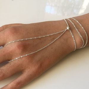 Bague reliée Bracelet chaine Argent 925 artisanale – fine chaînette maille fantaisie 3 tours