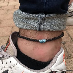 Bracelet cheville homme pierre volcanique apatite bleue