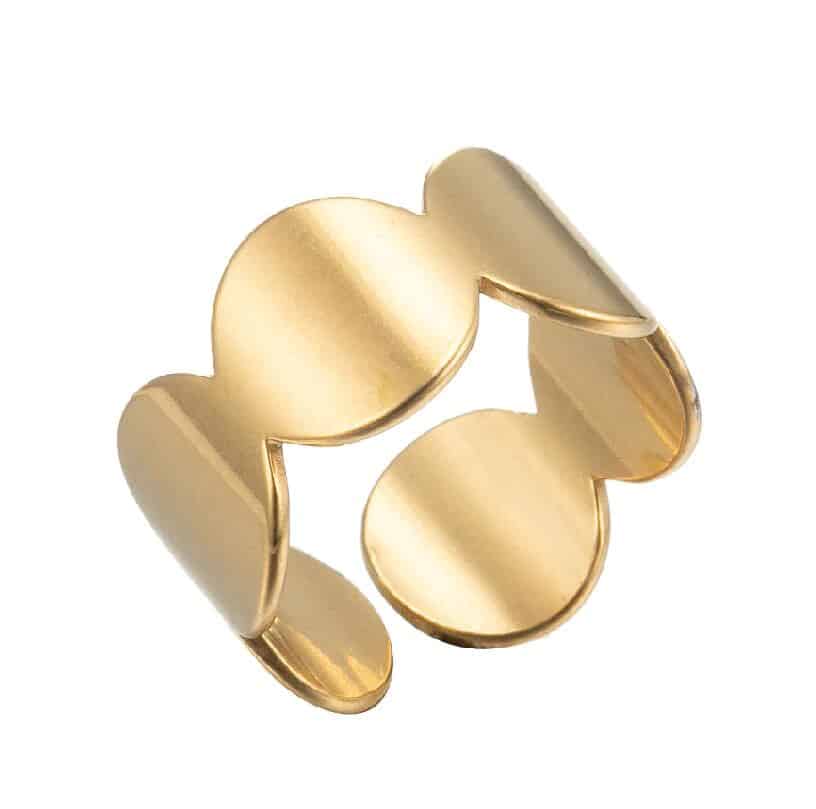 Bague acier doré géometrique femme ajustable – Image 4