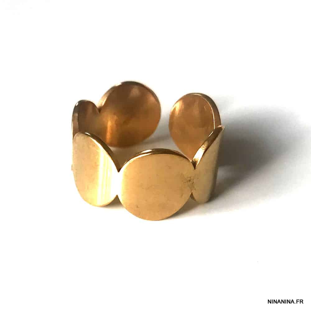 Bague acier doré géometrique femme ajustable – Image 5