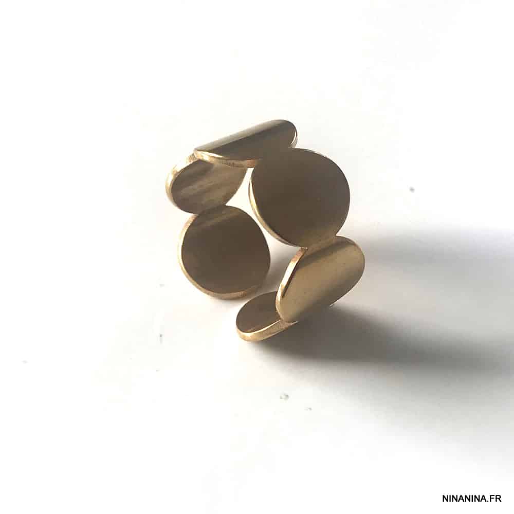 Bague acier doré géometrique femme ajustable – Image 7